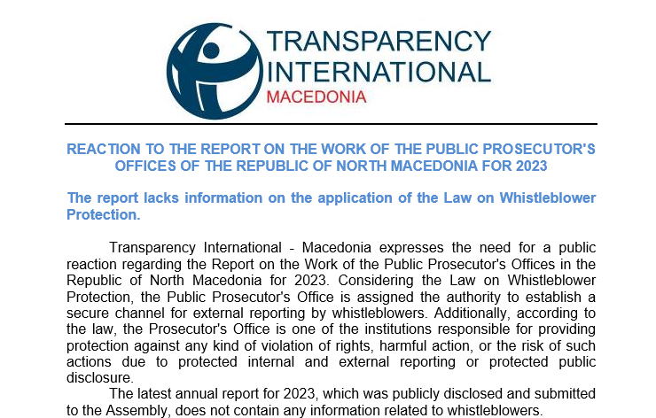 Reaction to the report on the work of the public prosecutors offices in 2023